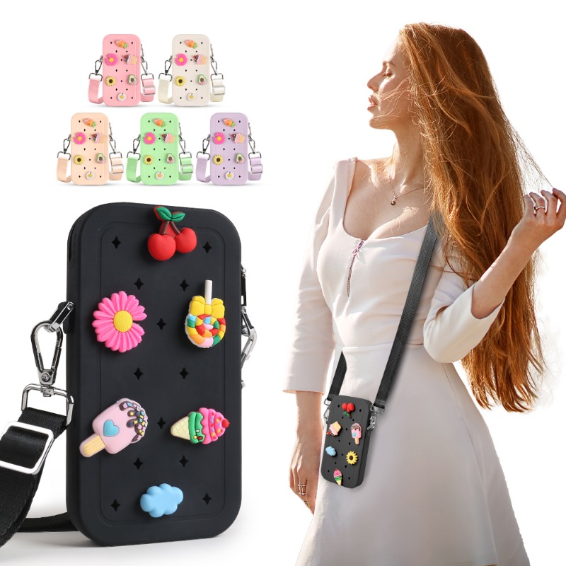 Phone Accessories Organizer - Borsa a Tracolla Multifunzione in Silicone,
